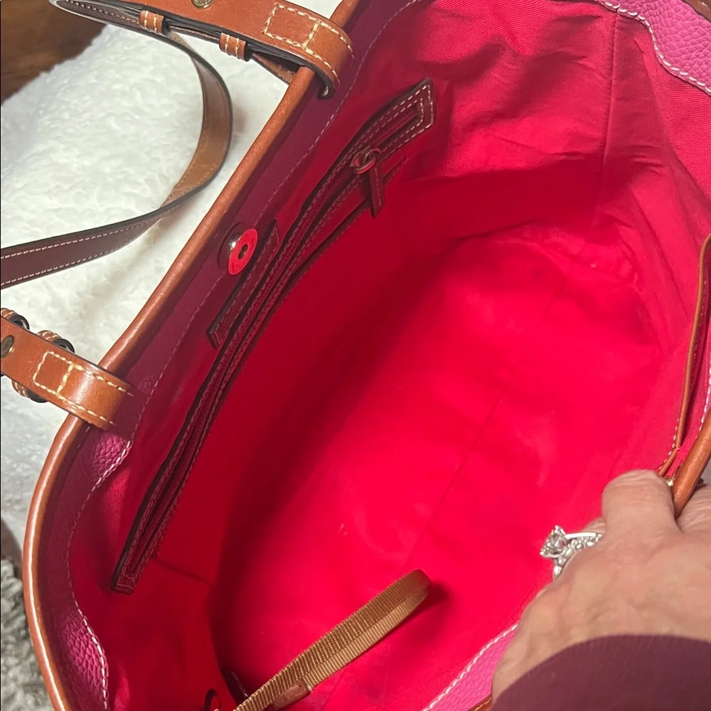 Dooney & Bourke pink and Brown Leather Tote - Picture 8 of 9
